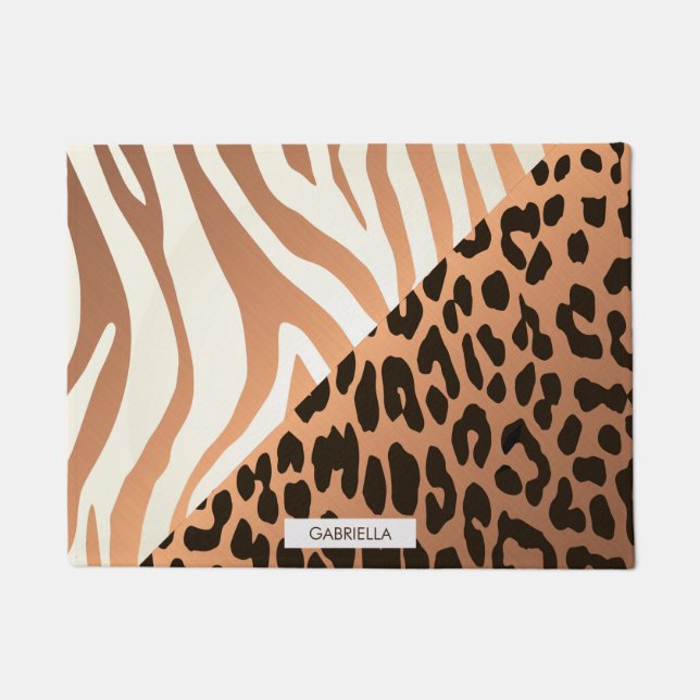 Zebra and Leopard Print Doormat (Front)