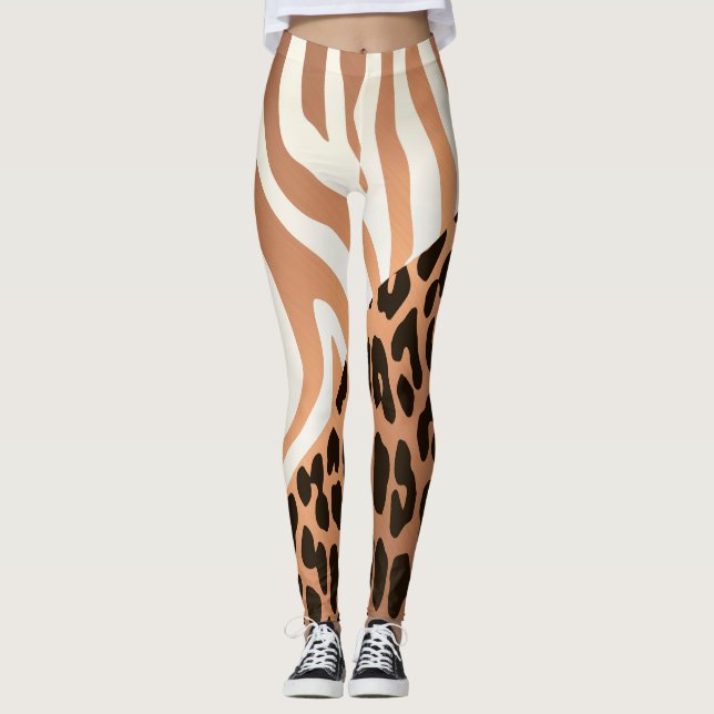 Zebra and Leopard Print Leggings (Front)
