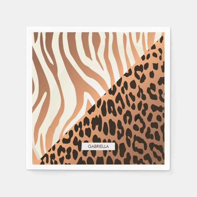 Zebra and Leopard Print Napkin (Front)
