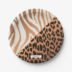Zebra and Leopard Print Paper Plate