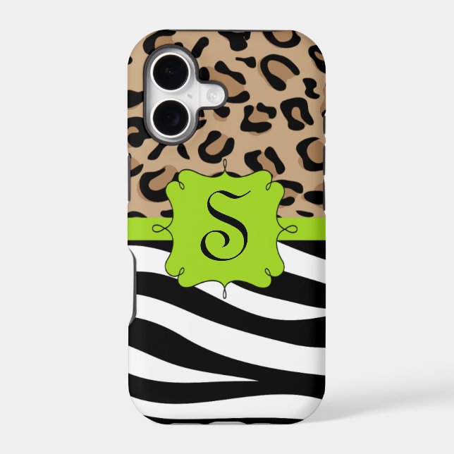Zebra and Leopard Print Personalized Monogram (Back)