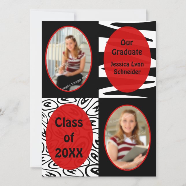 Zebra and Leopard Print Photo Graduation Invitation (Front)