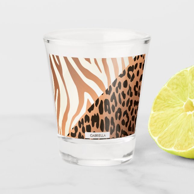 Zebra and Leopard Print Shot Glass (Front)