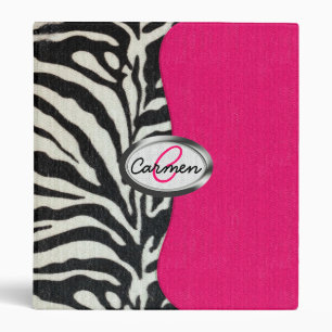 Zebra and Neon Pink with Metallic Monogram Binder