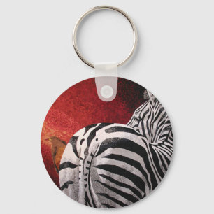 Zebra and Oxpecker Keychain