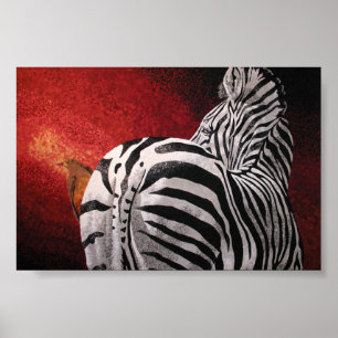 Zebra and Oxpecker Poster
