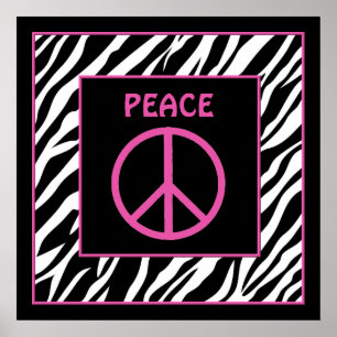 Zebra and Pink Peace Sign Wall Decor