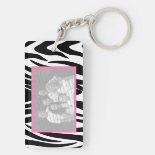Zebra and Pink Photo Frame Keychain