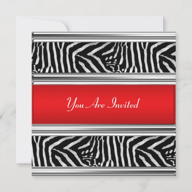 Zebra and Red Birthday Party Invitation (Front)