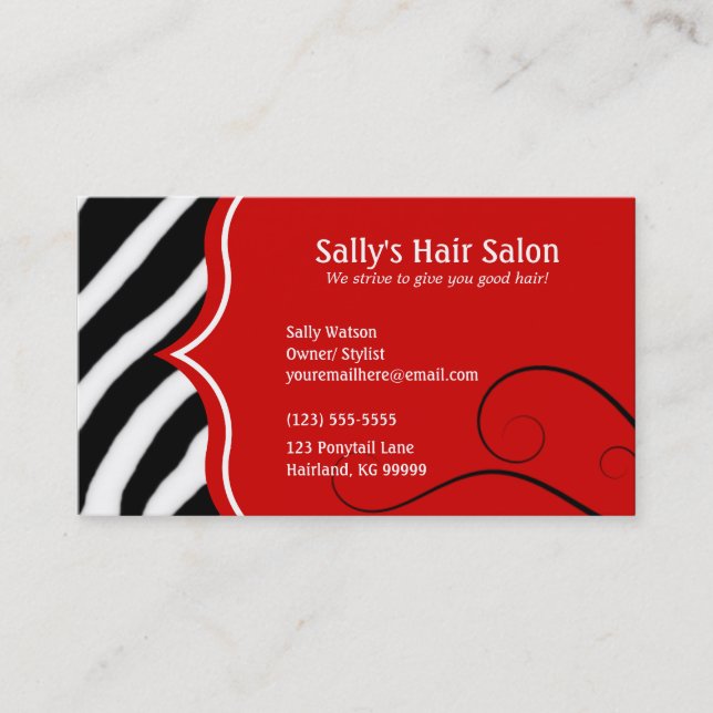 Zebra and Red Profile Business Card (Front)