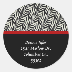 Zebra and Red Trimmed Address Stickers