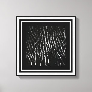 Zebra and Tree's Black Canvas Print