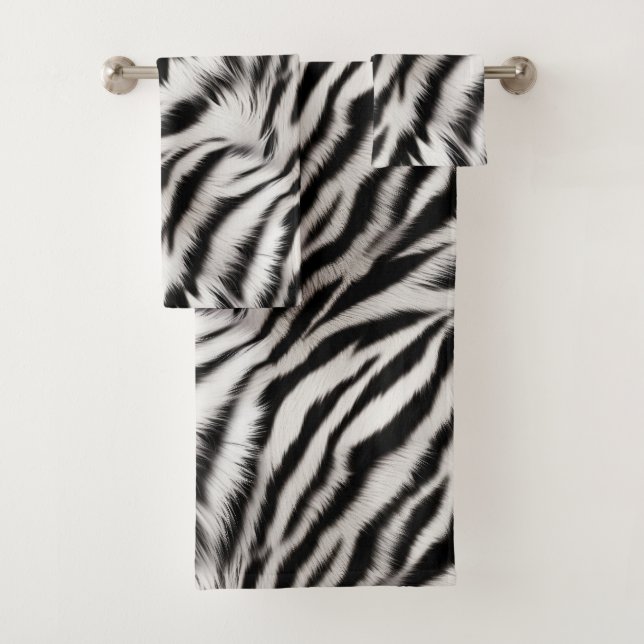 Zebra Animal Fur Bath Towel Set (Insitu)