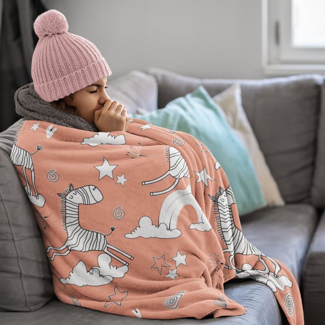 Zebra Animal Line Set Sherpa Blanket (Zebra Animal Line Set Sherpa Blanket- Large Size)