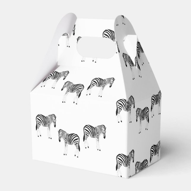 Zebra animal pattern on white favor box (Front Side)