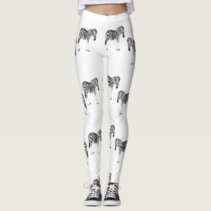Zebra animal pattern on white leggings