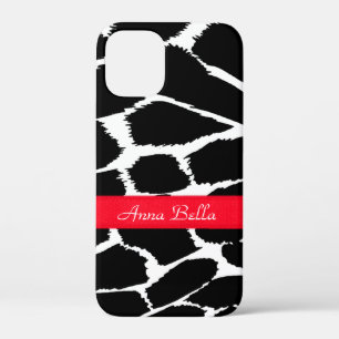 Zebra animal print black white & red  iPhone 12 mini case