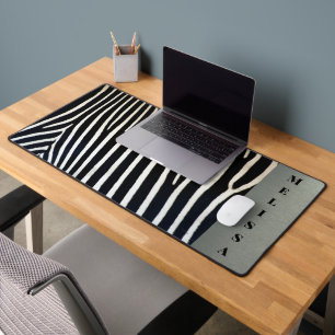 Zebra Animal Print License Plate Holder Desk Mat