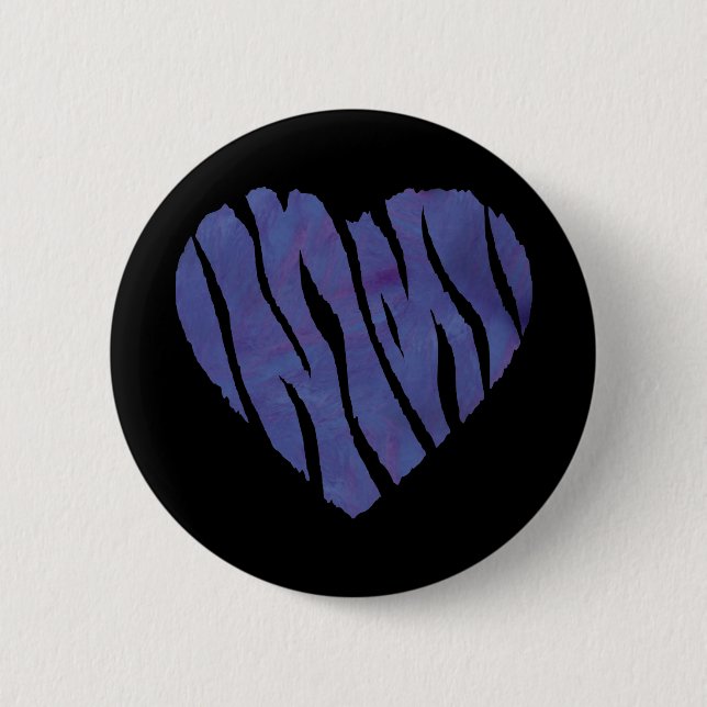 Zebra Animal Print Purple Heart 2 Inch Round Button (Front)
