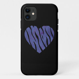 Zebra Animal Print Purple Heart iPhone 11 Case