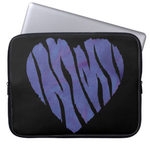 Zebra Animal Print Purple Heart Laptop Sleeve