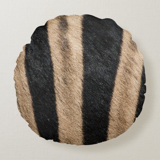 ZEBRA ANIMAL PRINT STRIPE ROUND PILLOW (Front)