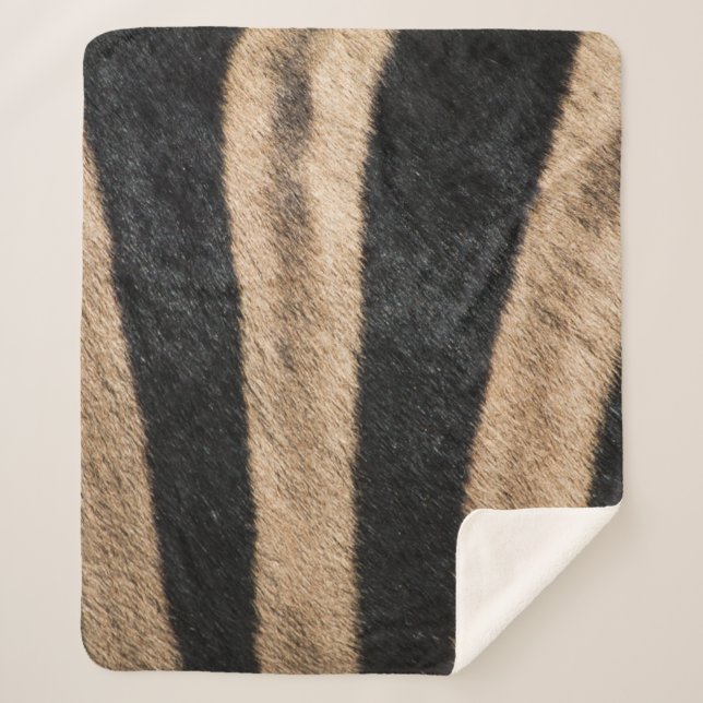 ZEBRA ANIMAL PRINT STRIPE SHERPA BLANKET (Front)