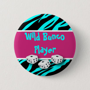 Zebra Animal Print WIld Bunco Player 2 Inch Round Button