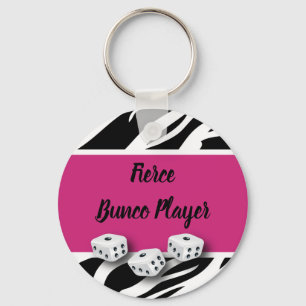 Zebra Animal Print WIld Bunco Player Keychain