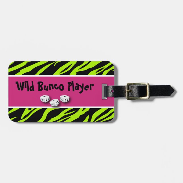 Zebra Animal Print WIld Bunco Player Luggage Tag (Front Horizontal)