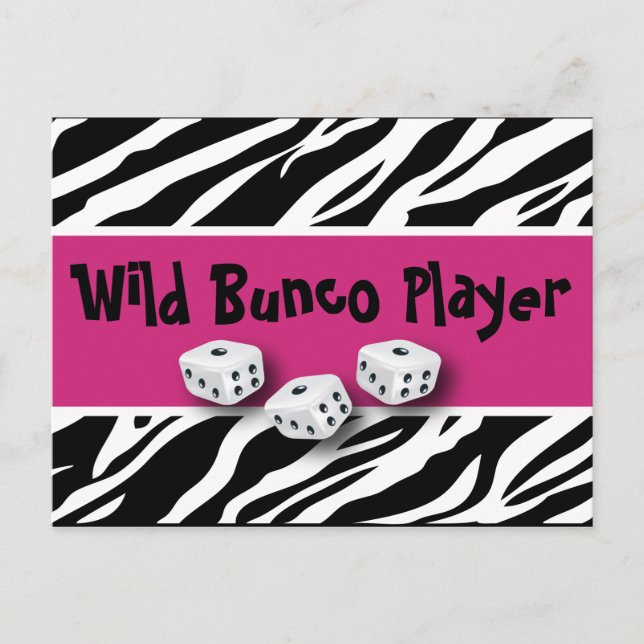 Zebra Animal Print WIld Bunco Player Postcard (Front)