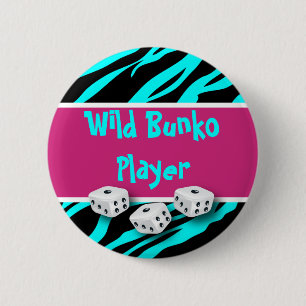 Zebra Animal Print Wild Bunko Player 2 Inch Round Button