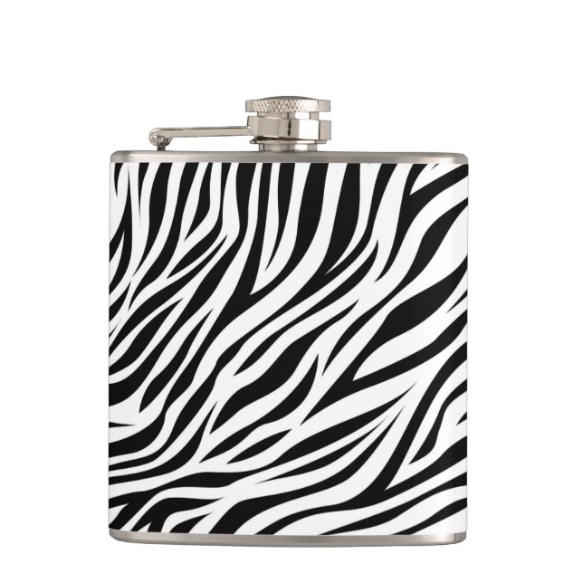 Zebra Animal Skin Print Pattern-15391 Hip Flask (Front)