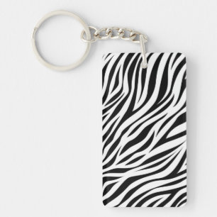 Zebra Animal Skin Print Pattern-15391 Keychain
