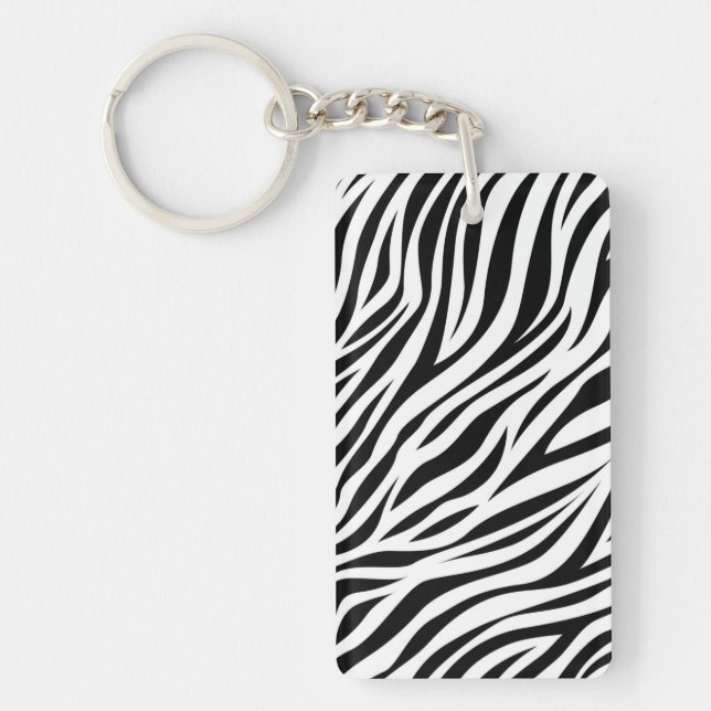 Zebra Animal Skin Print Pattern-15391 Keychain (Front)