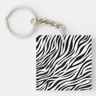 Zebra Animal Skin Print Pattern-15391 Keychain