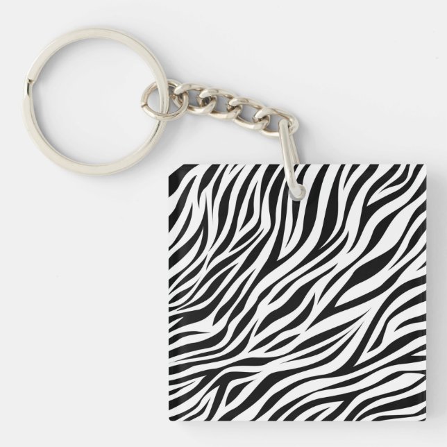 Zebra Animal Skin Print Pattern-15391 Keychain (Front)