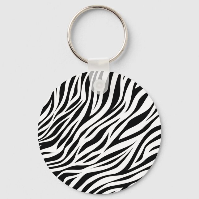 Zebra Animal Skin Print Pattern-15391 Keychain (Front)