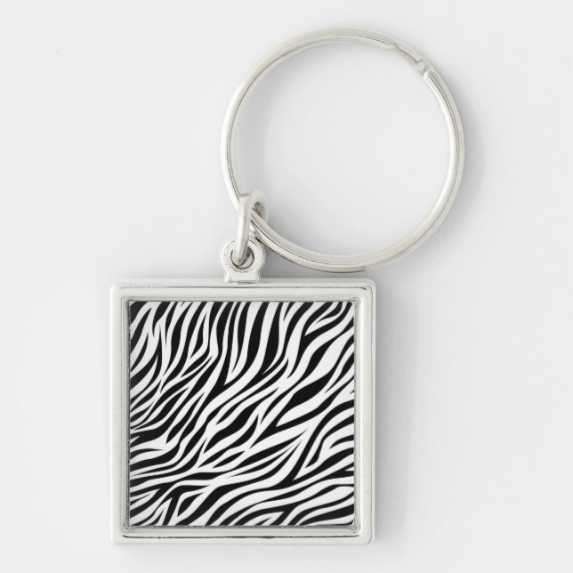 Zebra Animal Skin Print Pattern-15391 Keychain (Front)
