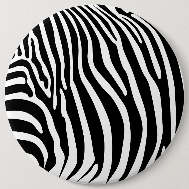Zebra Animalprint 6 Inch Round Button (Front)