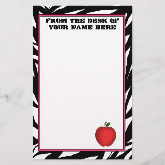 Zebra Apple Stationery (Front)