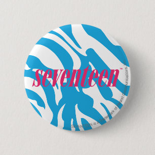 Zebra Aqua 2 Inch Round Button