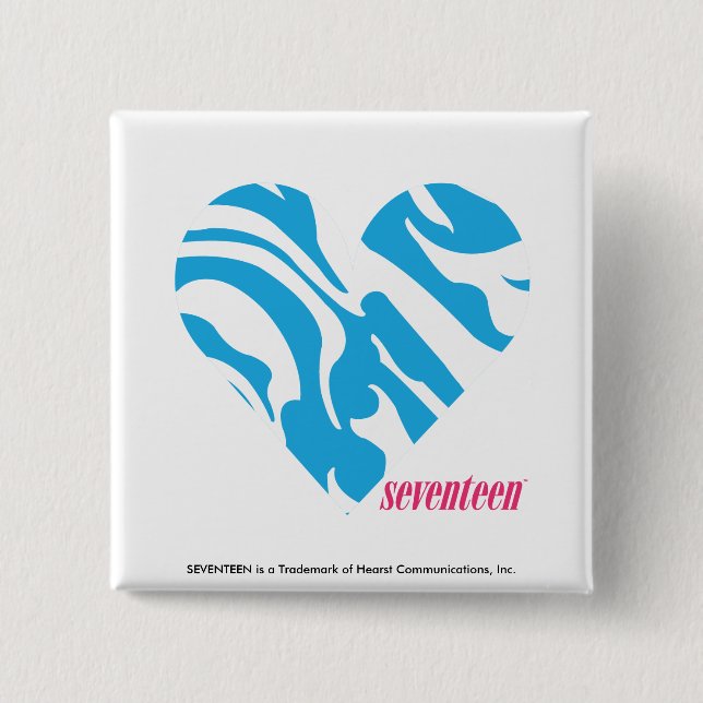 Zebra Aqua 2 Inch Square Button (Front)