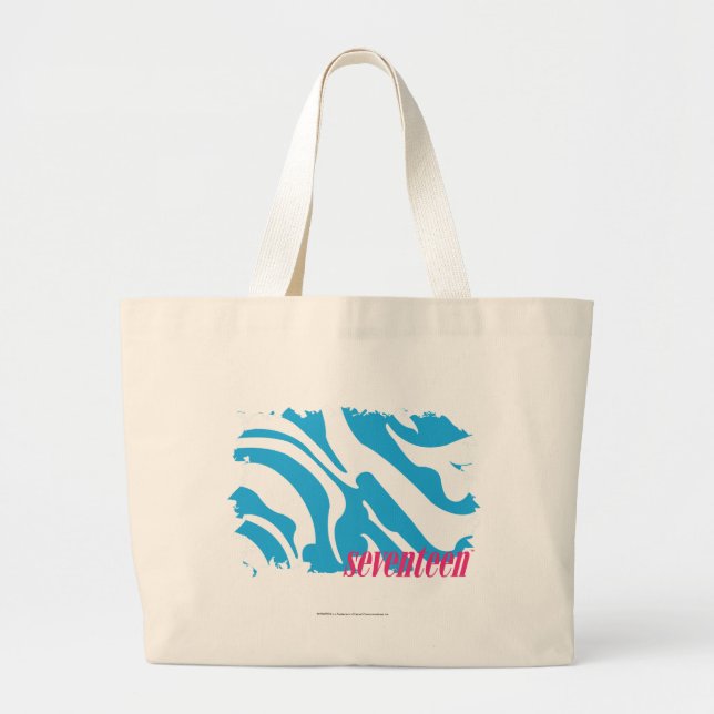 Zebra Aqua 4 Large Tote Bag (Front)