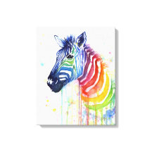 Zebra Aquarelle Arc-en-ciel Peinture toile Imprime