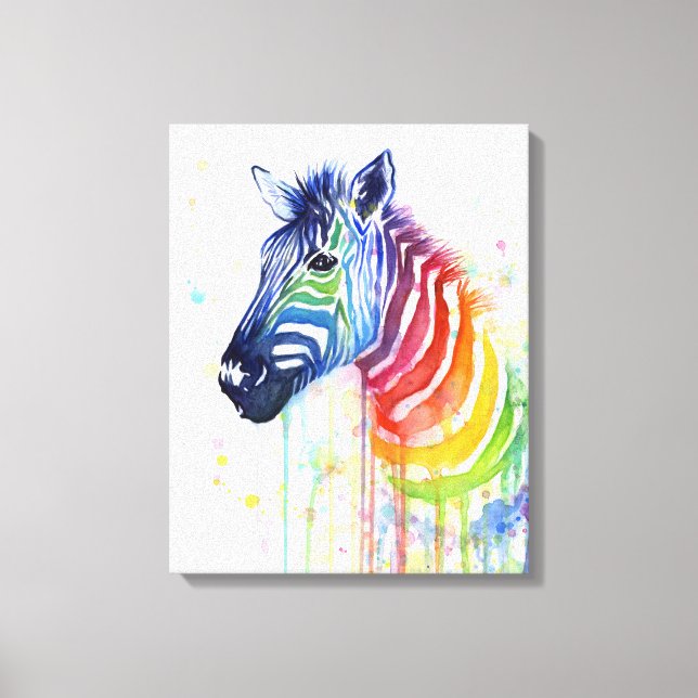 Zebra Aquarelle Arc-en-ciel Peinture toile Imprime (Recto)