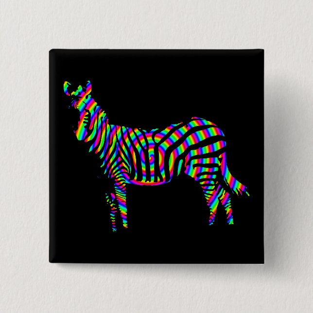 Zebra Arc-en-ciel Silhouette Bouton Badge Pin (Devant)