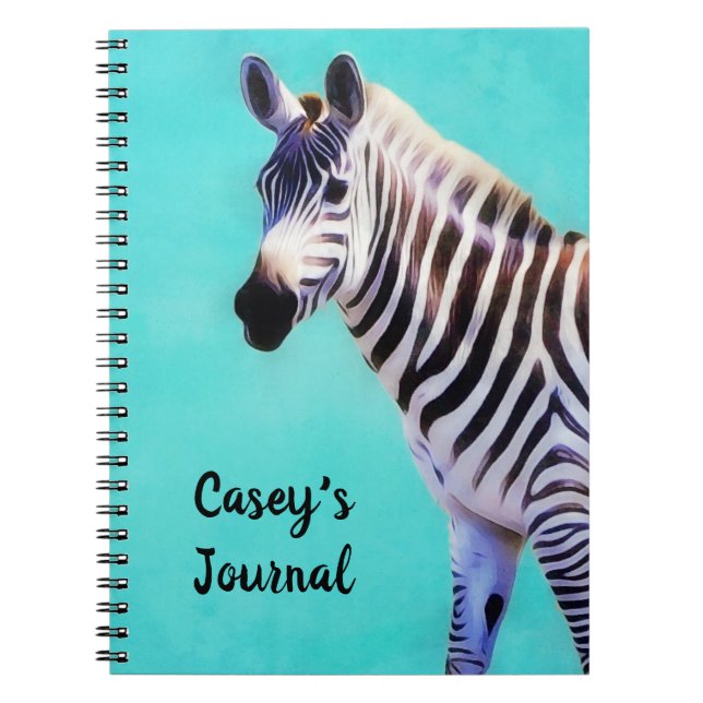 Zebra Art Journal Notebook with Personal Name (Front)