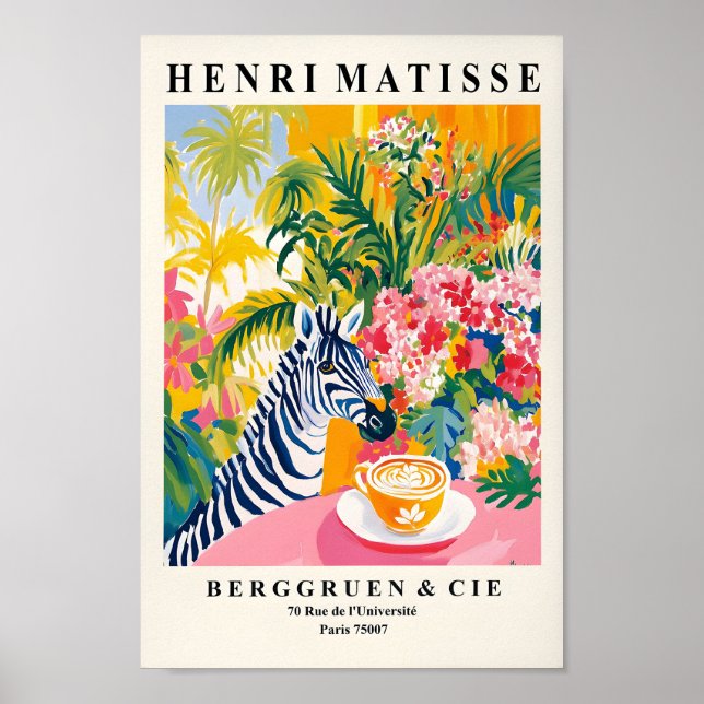Zebra Art Print, Coffee Poster, Matisse Print, Pin Poster (Front)