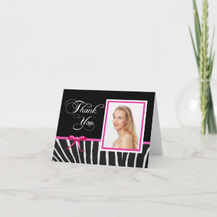 Zebra avec Carte pour notes de Merci de ruban rose